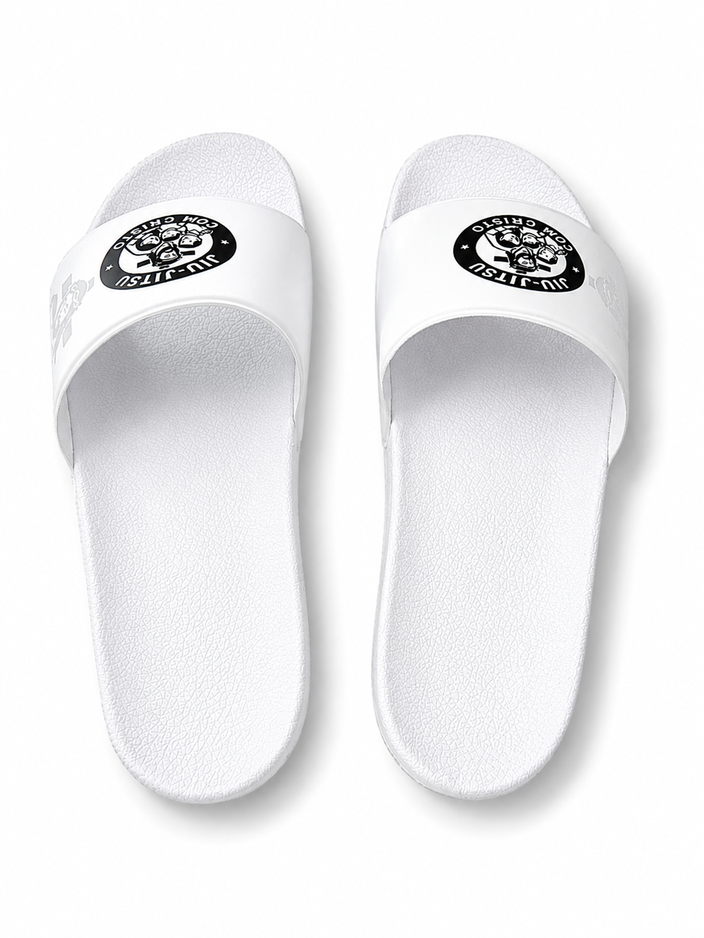Chinelo Slide Jiu-jitsu Com Cristo - Branco Premium