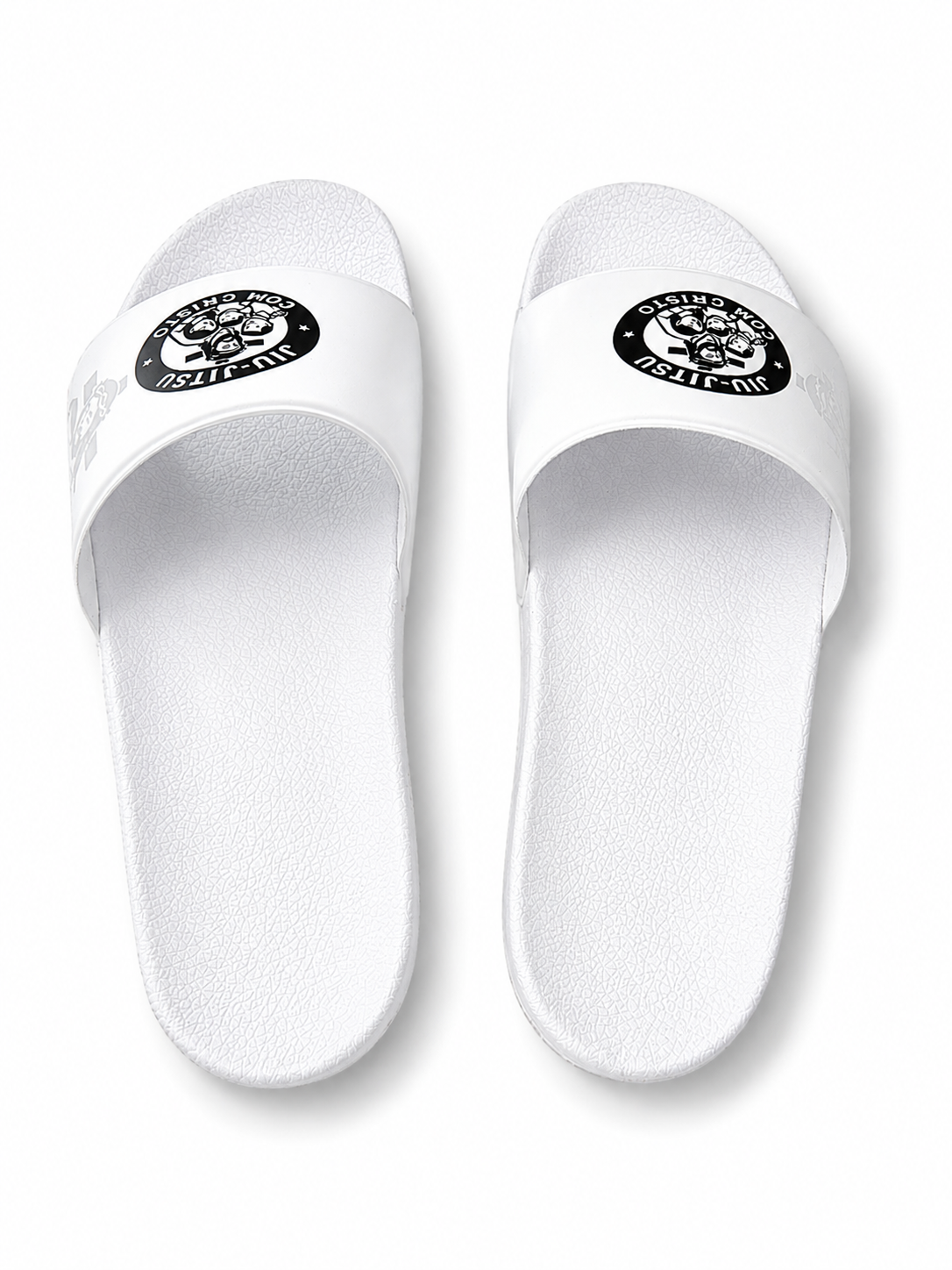 Chinelo Slide Jiu-jitsu Com Cristo - Branco Premium