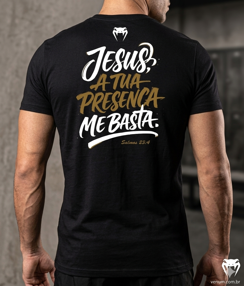 Camiseta Venum Jiu-Jitsu com Cristo - Jesus, a Tua Presença me Basta
