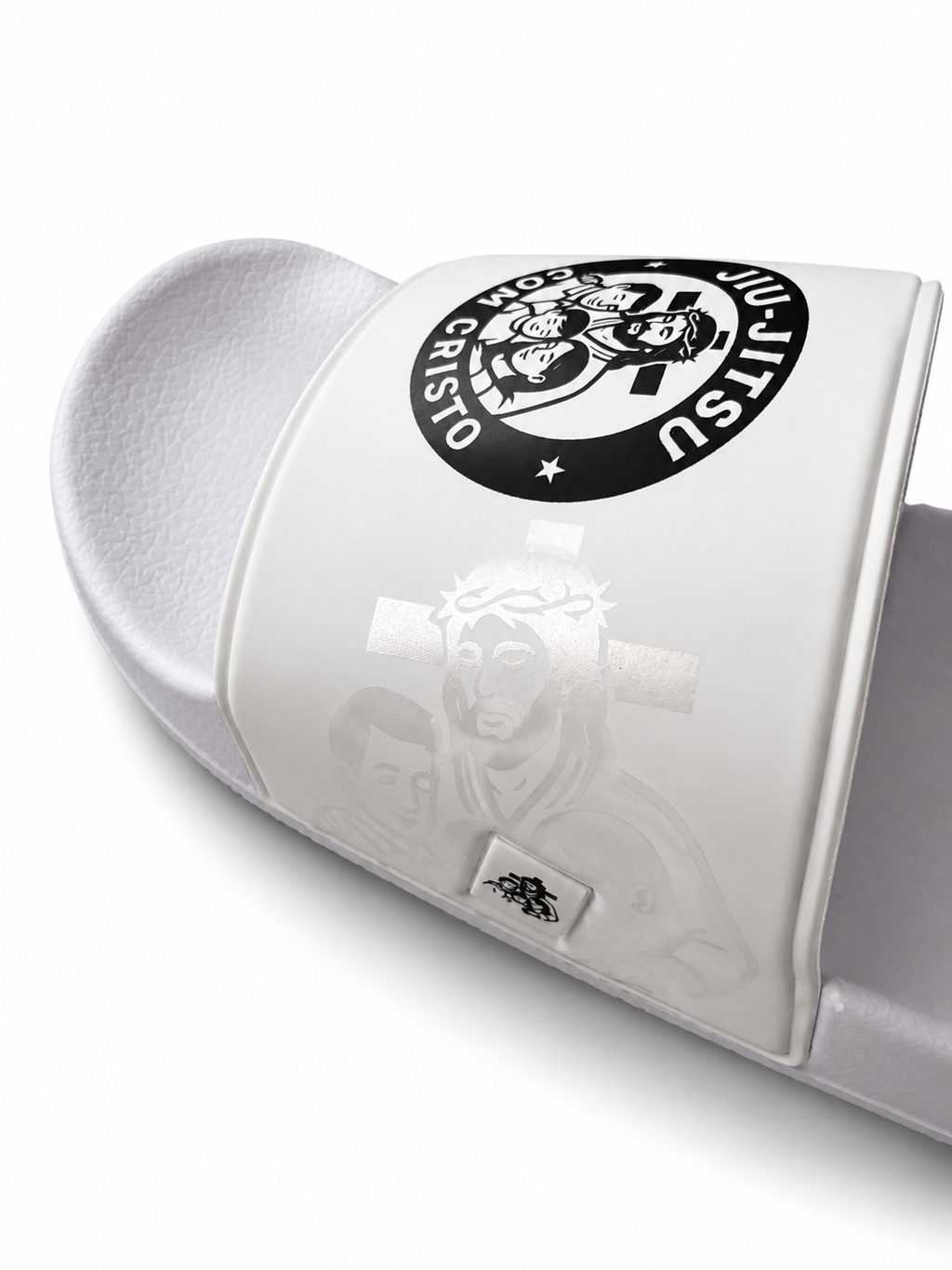 Chinelo Slide Jiu-jitsu Com Cristo - Branco Premium