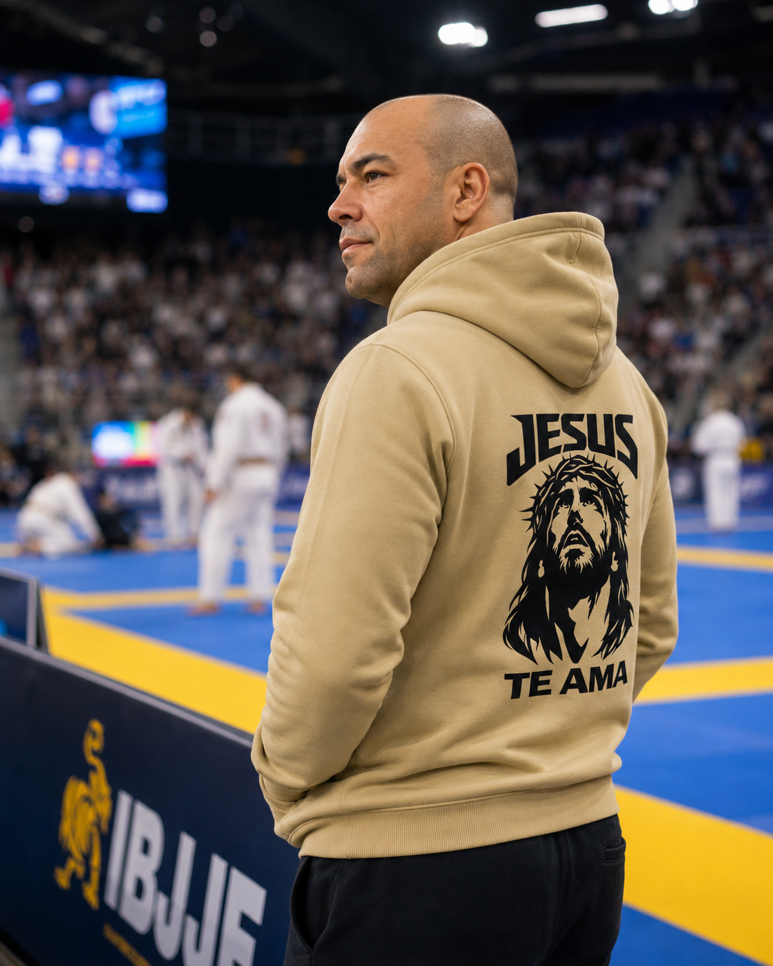 Moletom Jesus Te Ama Bege - Jiu-Jitsu com Cristo